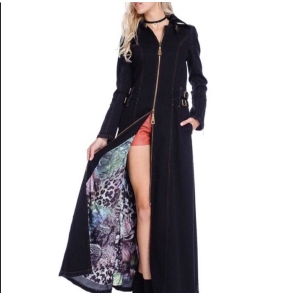 TOV Los Angeles Denim Trench Coat (Black-44)